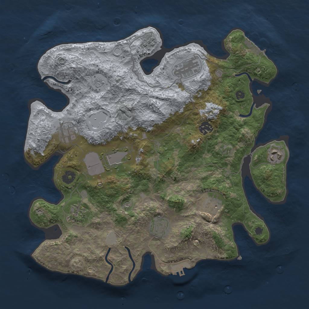 Rust Map: Procedural Map, Size: 3500, Seed: 2041843299, 18 Monuments