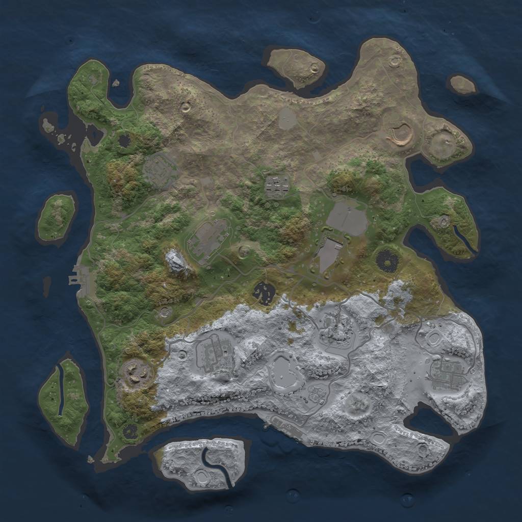 Rust Map: Procedural Map, Size: 3500, Seed: 712504791, 19 Monuments