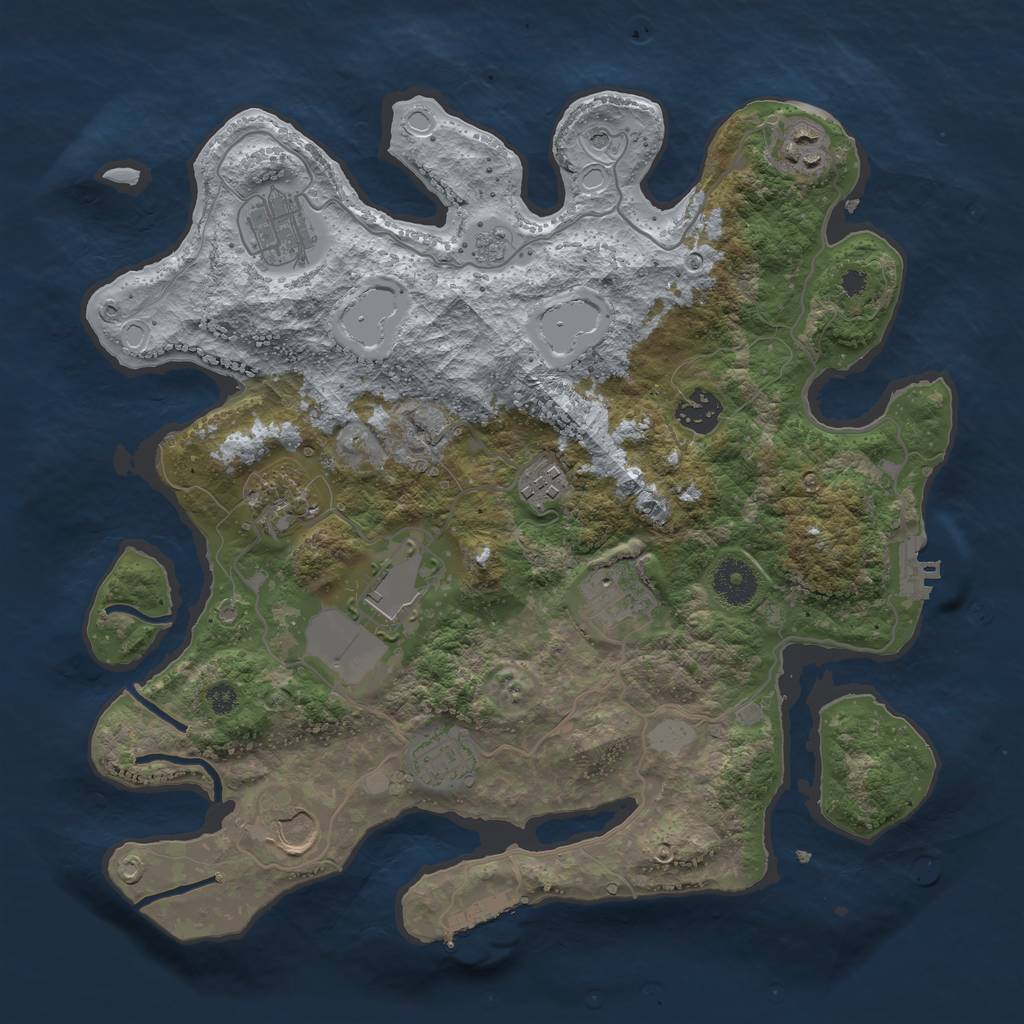 Rust Map: Procedural Map, Size: 3500, Seed: 64562326, 18 Monuments