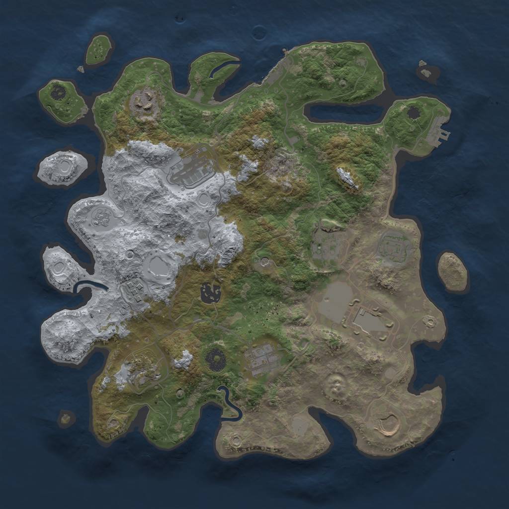 Rust Map: Procedural Map, Size: 3500, Seed: 1293174515, 19 Monuments