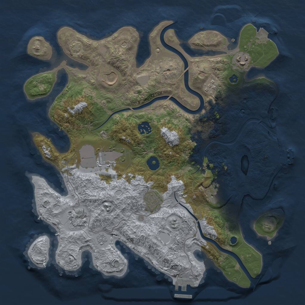 Rust Map: Procedural Map, Size: 3500, Seed: 419991514, 14 Monuments