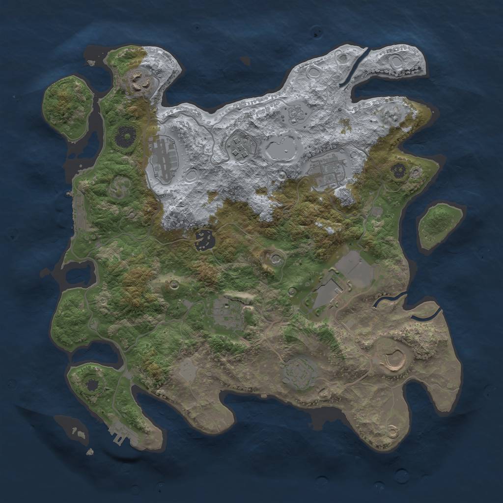 Rust Map: Procedural Map, Size: 3500, Seed: 8668231, 18 Monuments