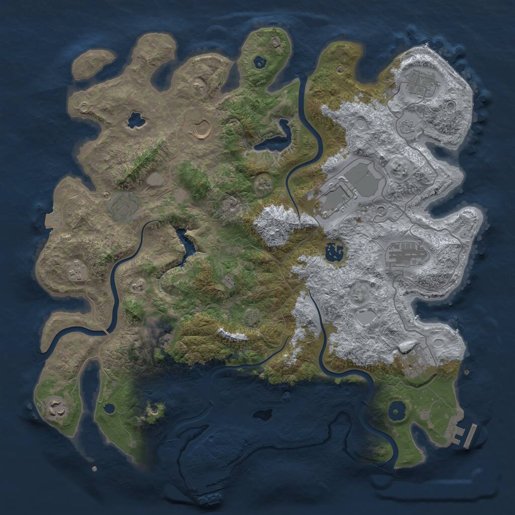 Rust Map: Procedural Map, Size: 4050, Seed: 1171900458, 16 Monuments