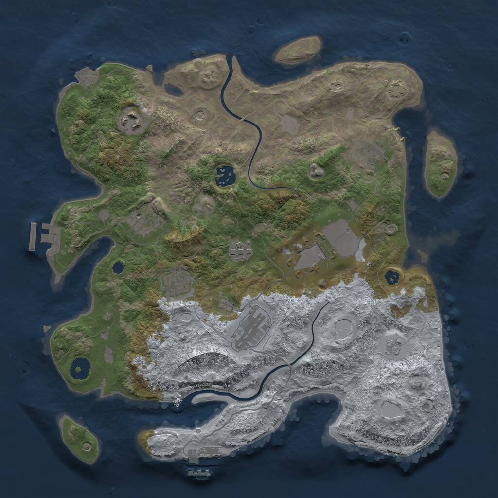 Rust Map: Procedural Map, Size: 3500, Seed: 423, 14 Monuments