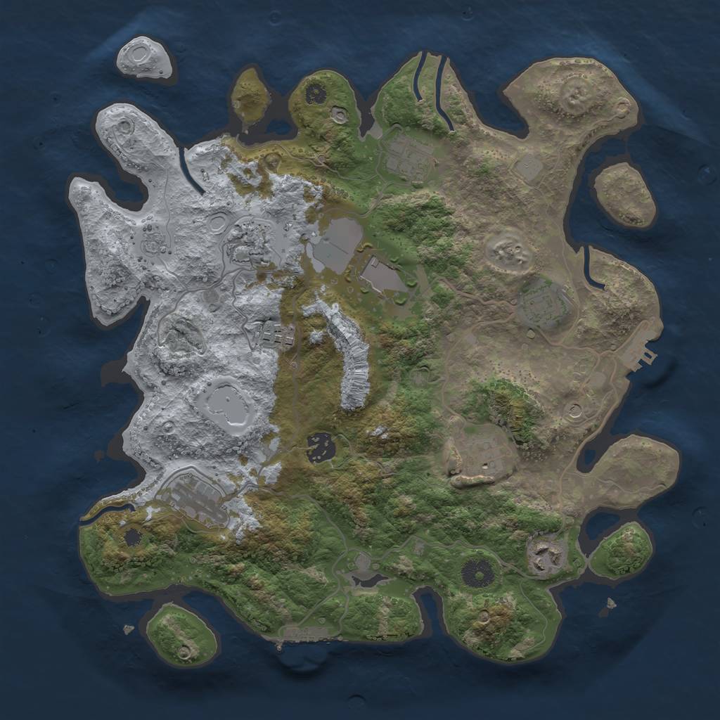 Rust Map: Procedural Map, Size: 3500, Seed: 33355202, 18 Monuments