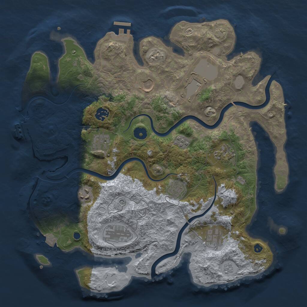Rust Map: Procedural Map, Size: 3600, Seed: 50156894, 16 Monuments