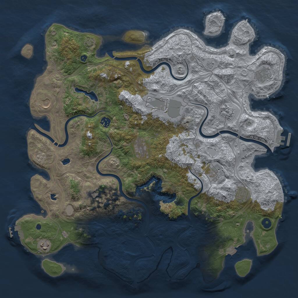 Rust Map: Procedural Map, Size: 4500, Seed: 740283764, 17 Monuments