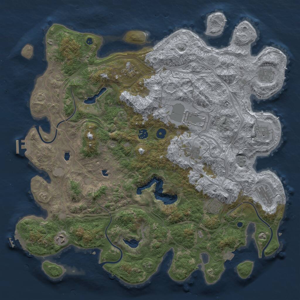 Rust Map: Procedural Map, Size: 4500, Seed: 740283764, 16 Monuments