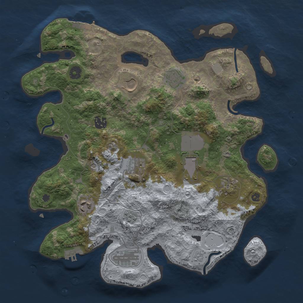 Rust Map: Procedural Map, Size: 3500, Seed: 10560506, 18 Monuments