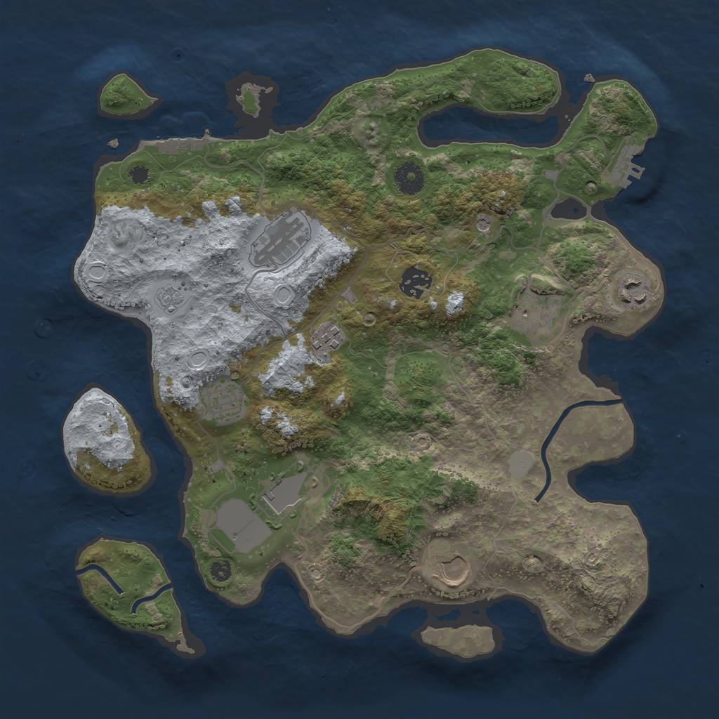 Rust Map: Procedural Map, Size: 3500, Seed: 24296737, 17 Monuments