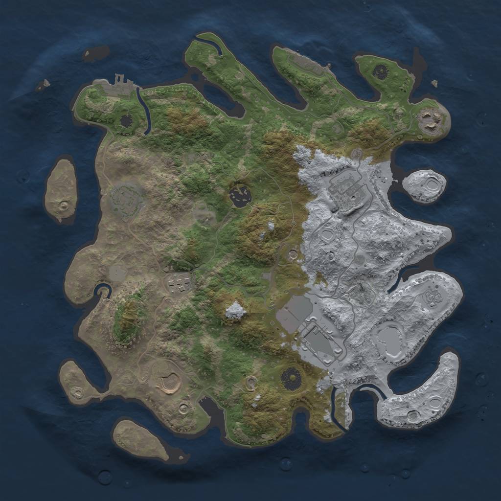 Rust Map: Procedural Map, Size: 3500, Seed: 42017166, 14 Monuments