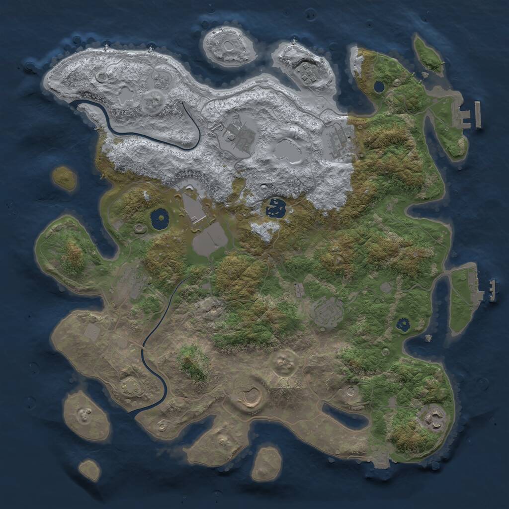 Rust Map: Procedural Map, Size: 3800, Seed: 8653016, 15 Monuments