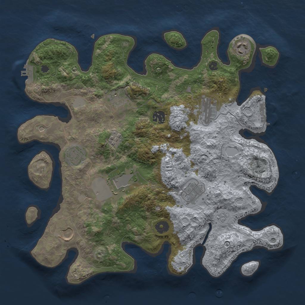 Rust Map: Procedural Map, Size: 3500, Seed: 20600685, 18 Monuments