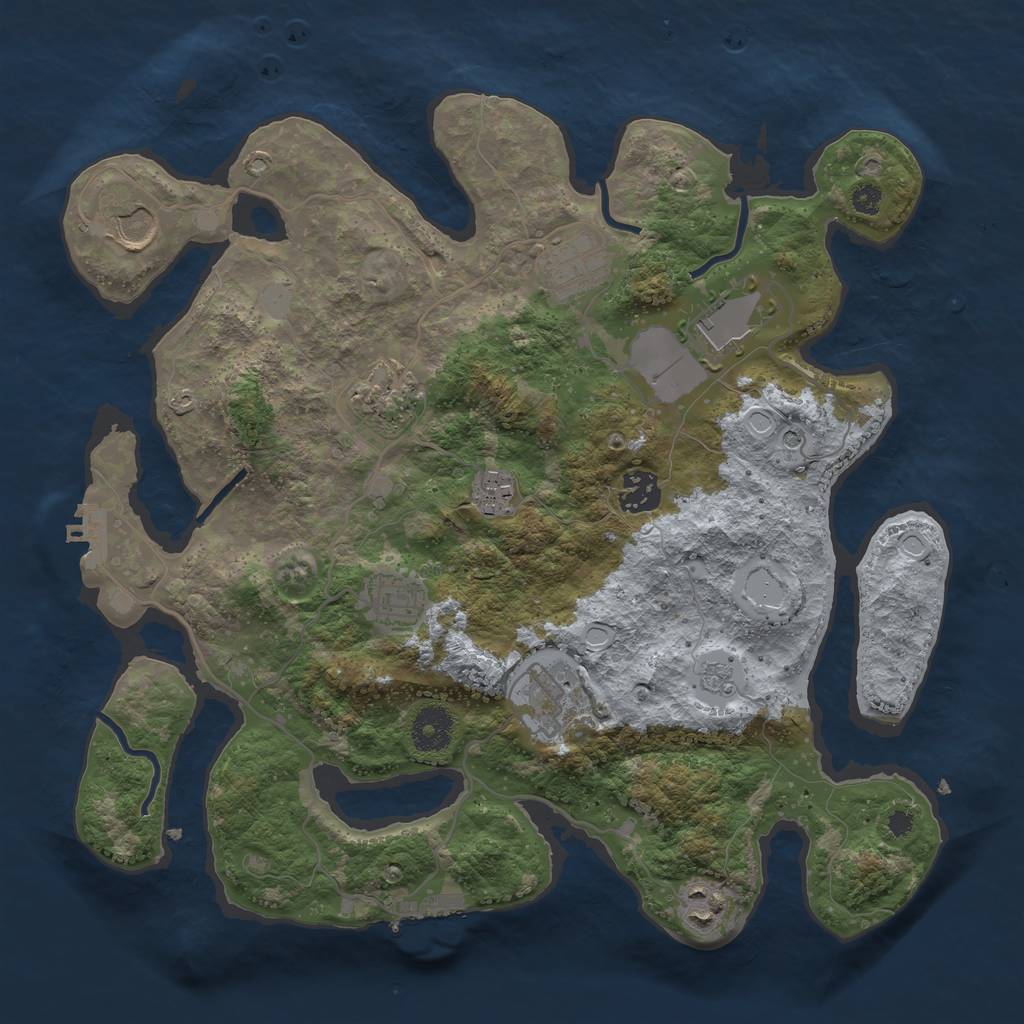 Rust Map: Procedural Map, Size: 3500, Seed: 72672420, 18 Monuments