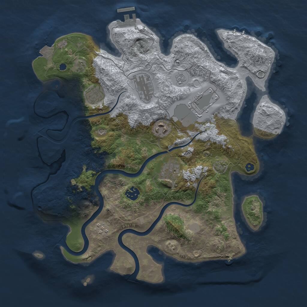Rust Map: Procedural Map, Size: 3500, Seed: 135743, 12 Monuments