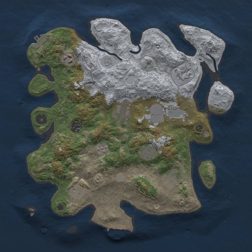 Rust Map: Procedural Map, Size: 3500, Seed: 135743, 18 Monuments