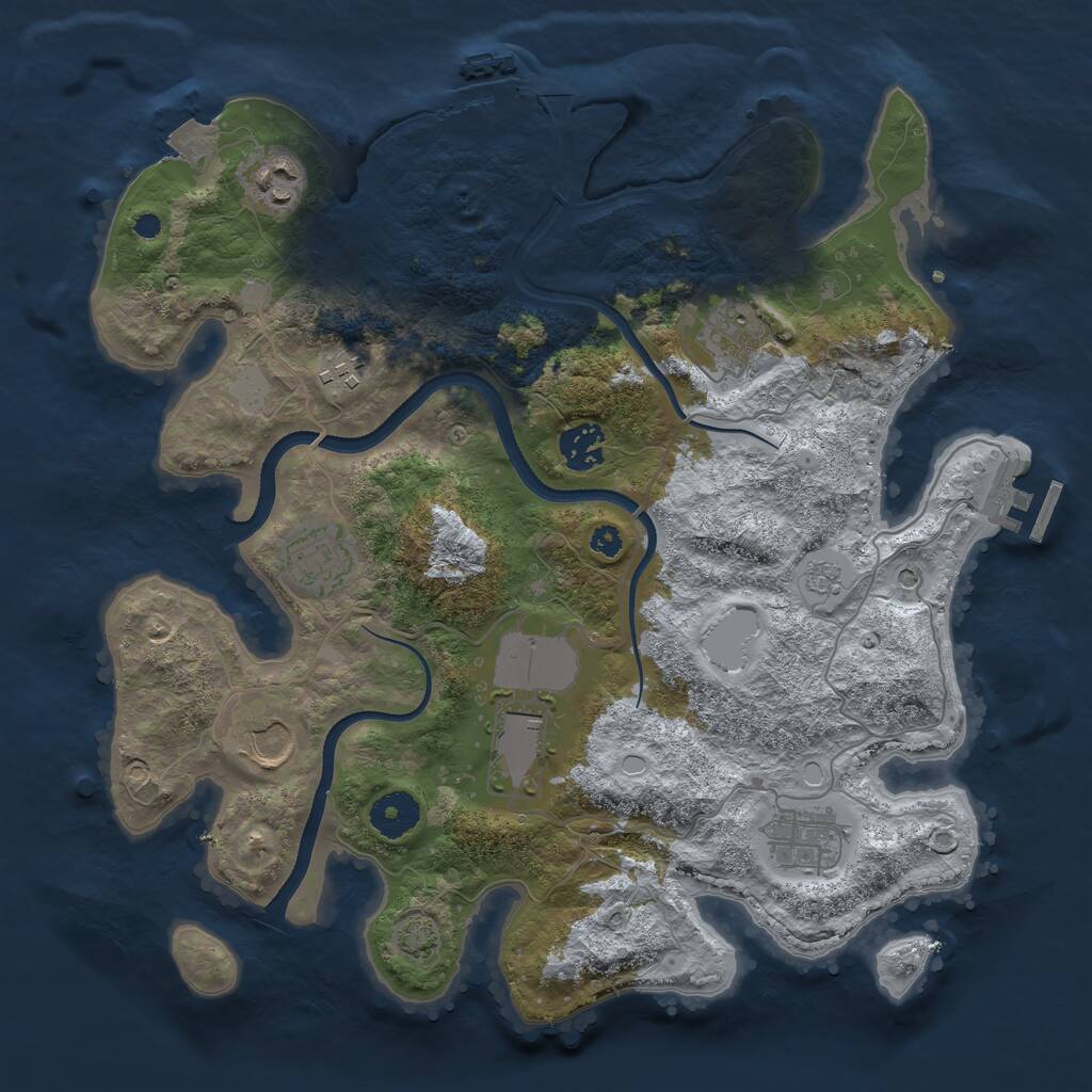 Rust Map: Procedural Map, Size: 3500, Seed: 1453836771, 14 Monuments