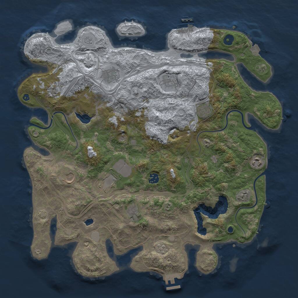 Rust Map: Procedural Map, Size: 4250, Seed: 601392252, 16 Monuments