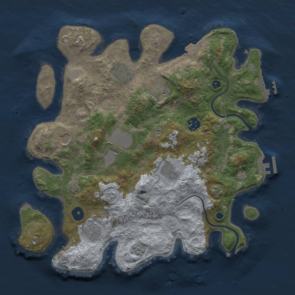 Rust Map: Procedural Map, Size: 3500, Seed: 20246985, 14 Monuments