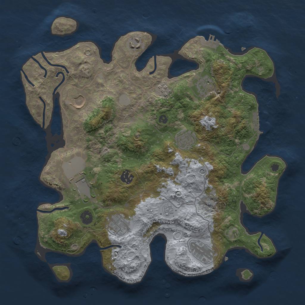 Rust Map: Procedural Map, Size: 3500, Seed: 349703141, 18 Monuments