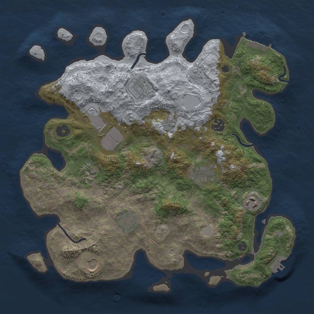 Rust Map: Procedural Map, Size: 3600, Seed: 40222, 18 Monuments