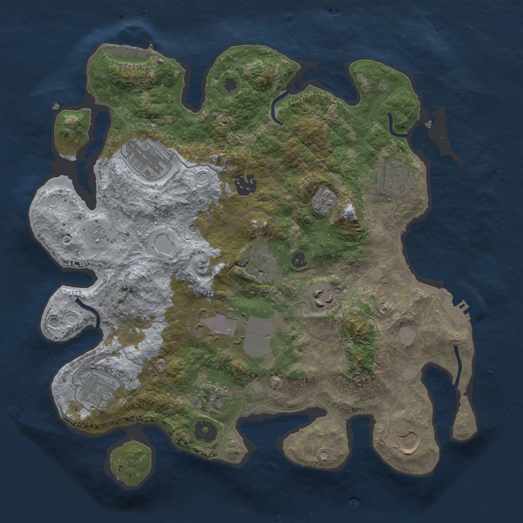Rust Map: Procedural Map, Size: 3500, Seed: 4683216, 19 Monuments