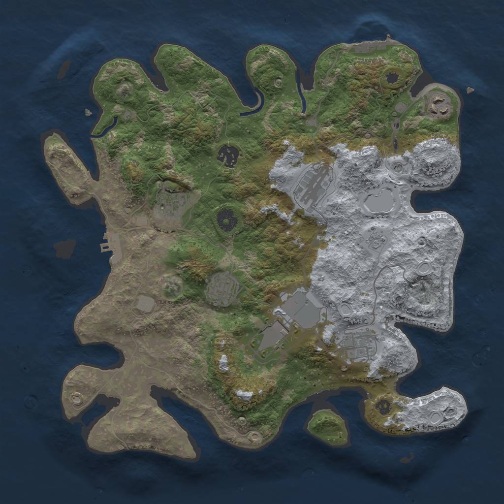 Rust Map: Procedural Map, Size: 3500, Seed: 30697288, 16 Monuments
