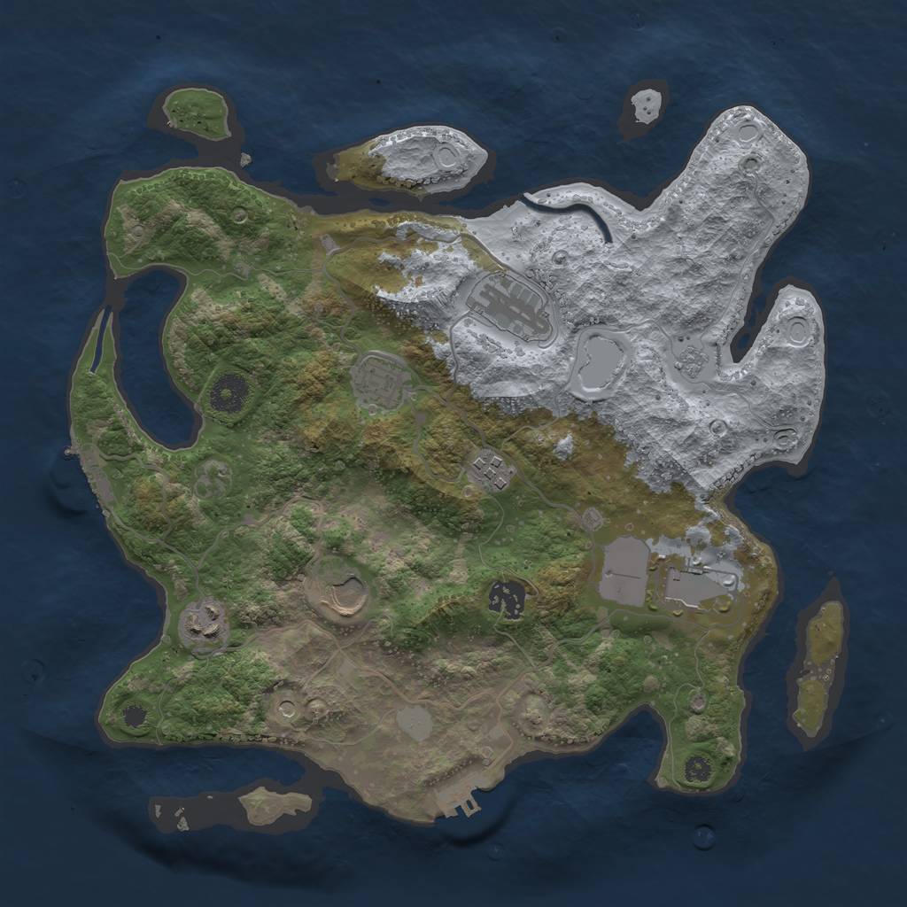 Rust Map: Procedural Map, Size: 3500, Seed: 53219888, 16 Monuments