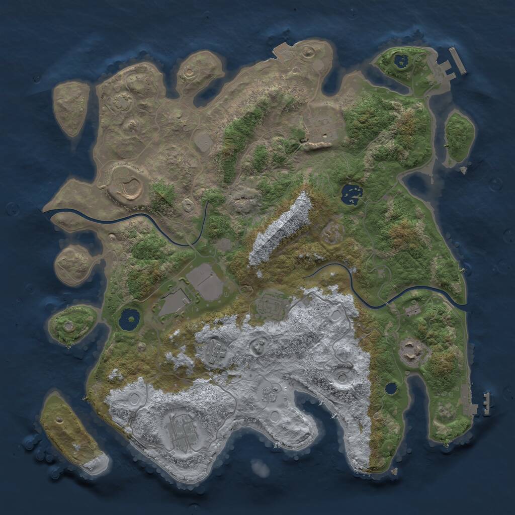 Rust Map: Procedural Map, Size: 3600, Seed: 242856350, 14 Monuments