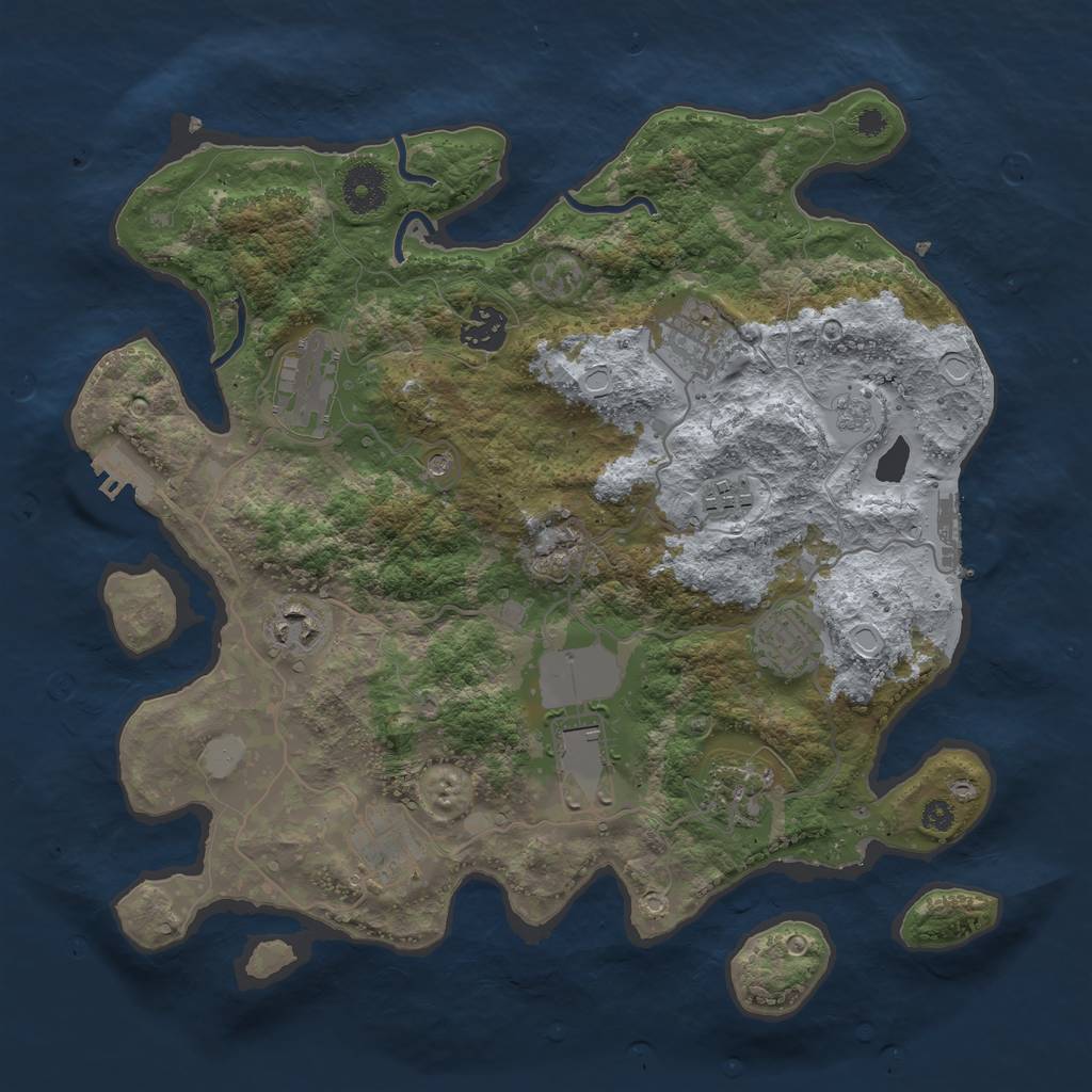 Rust Map: Procedural Map, Size: 3500, Seed: 96153765, 18 Monuments