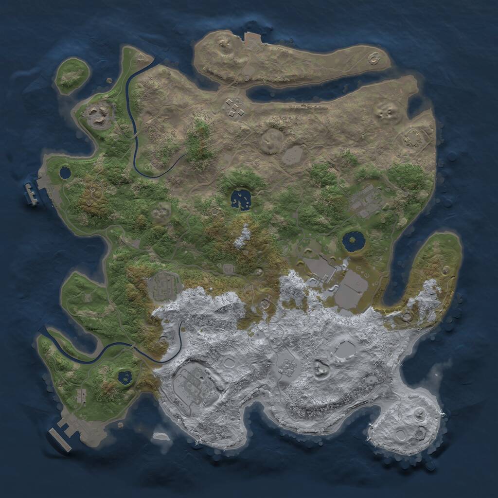Rust Map: Procedural Map, Size: 3500, Seed: 81642571, 13 Monuments