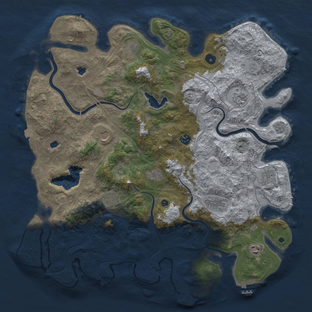 Rust Map: Procedural Map, Size: 4500, Seed: 1751711394, 16 Monuments
