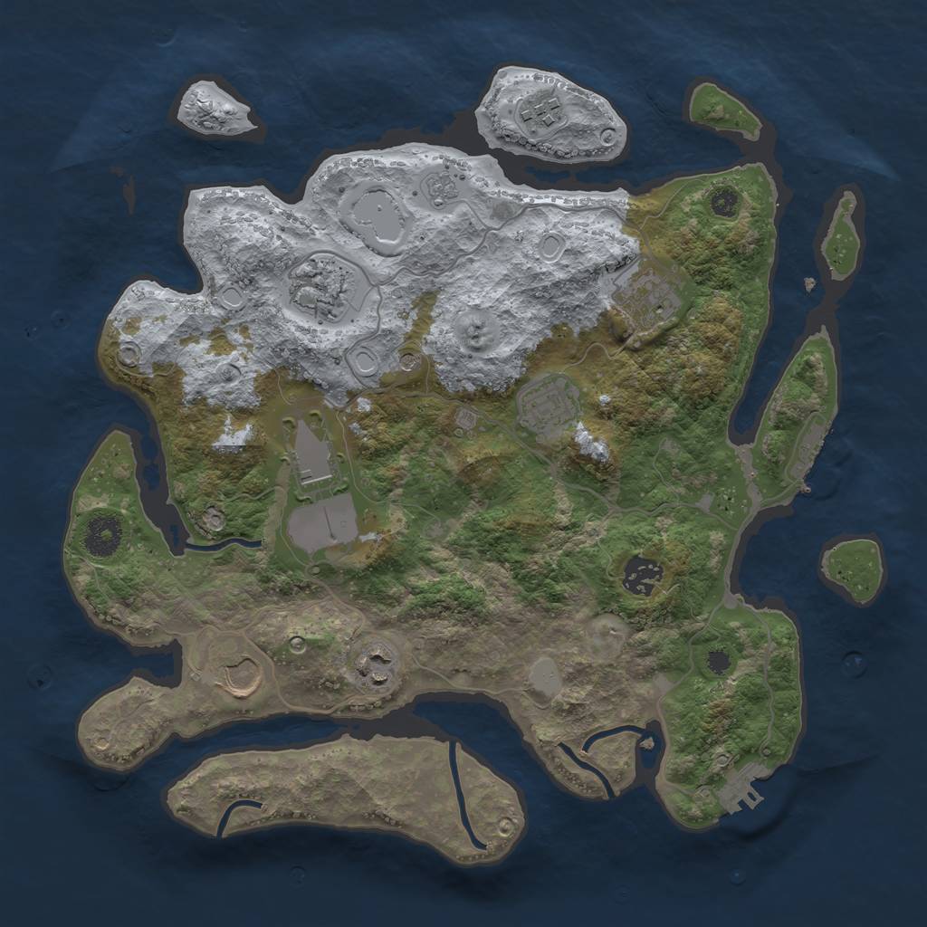 Rust Map: Procedural Map, Size: 3500, Seed: 219046715, 17 Monuments