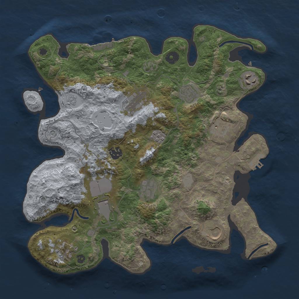 Rust Map: Procedural Map, Size: 3500, Seed: 47914548, 17 Monuments