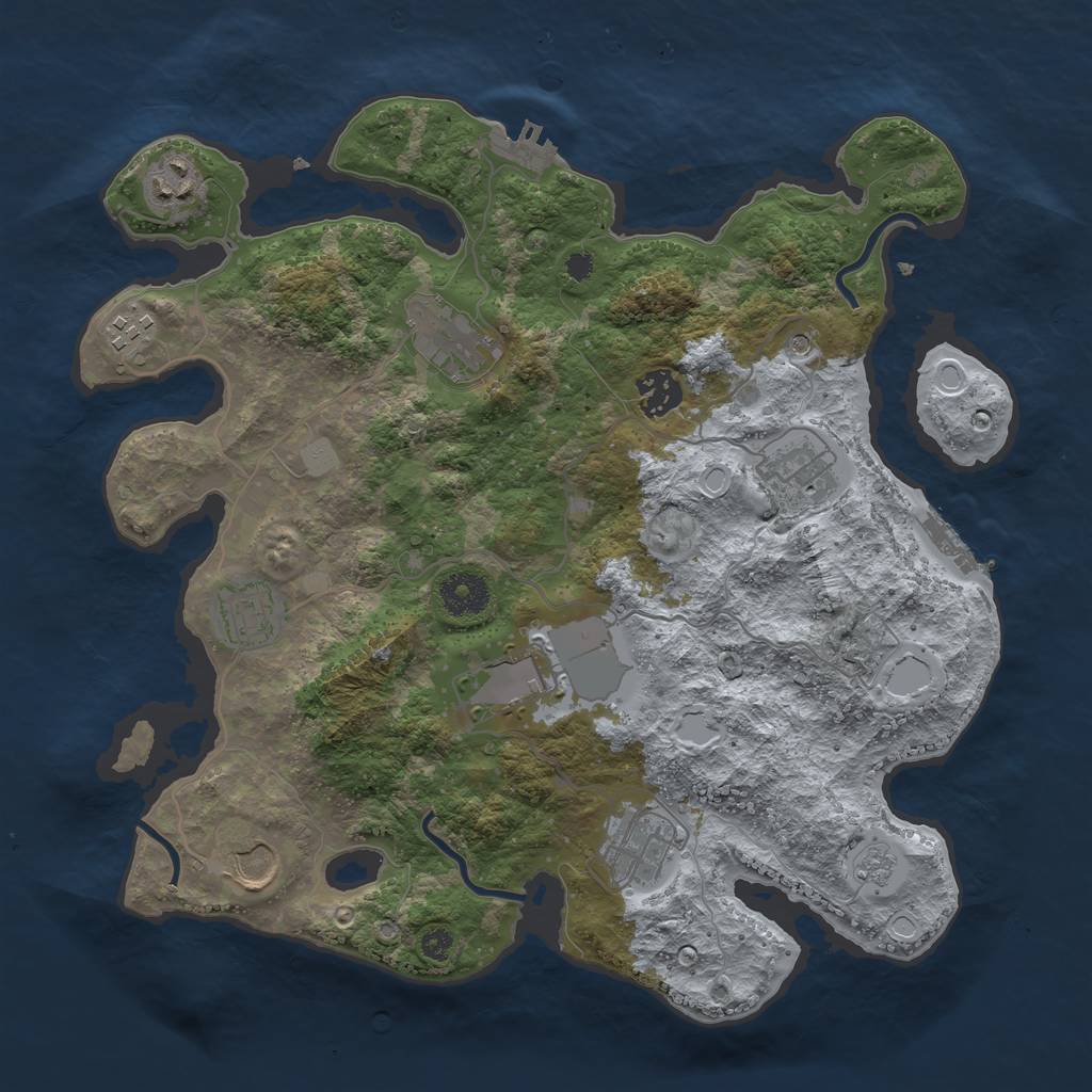 Rust Map: Procedural Map, Size: 3500, Seed: 82941, 18 Monuments