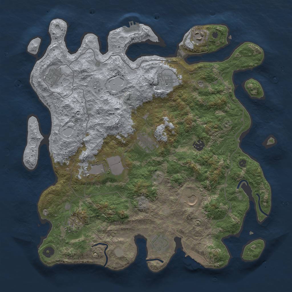Rust Map: Procedural Map, Size: 4000, Seed: 728441499, 19 Monuments