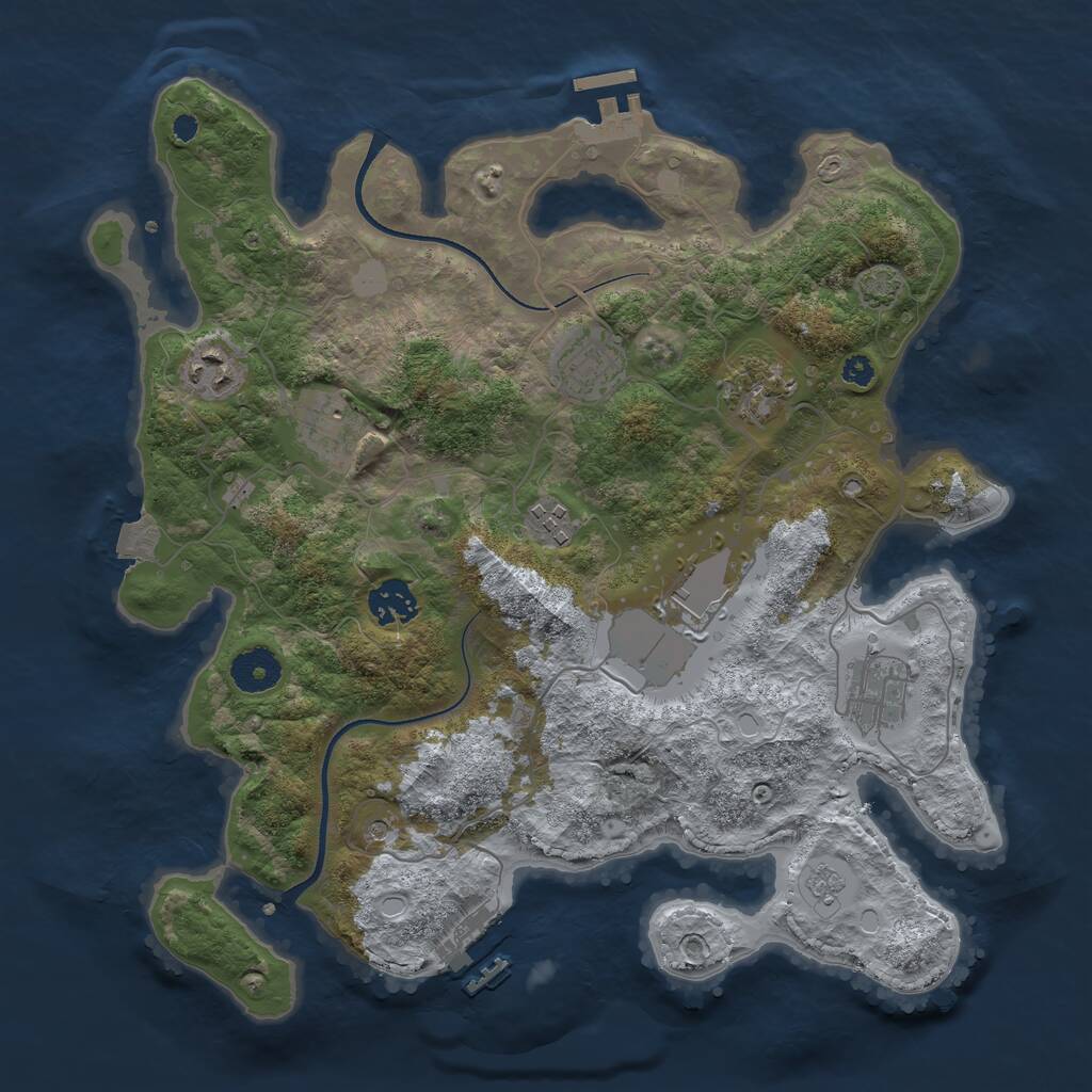 Rust Map: Procedural Map, Size: 3500, Seed: 46601175, 14 Monuments