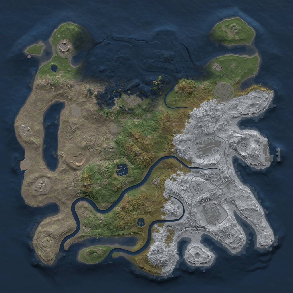 Rust Map: Procedural Map, Size: 3500, Seed: 1592383315, 14 Monuments