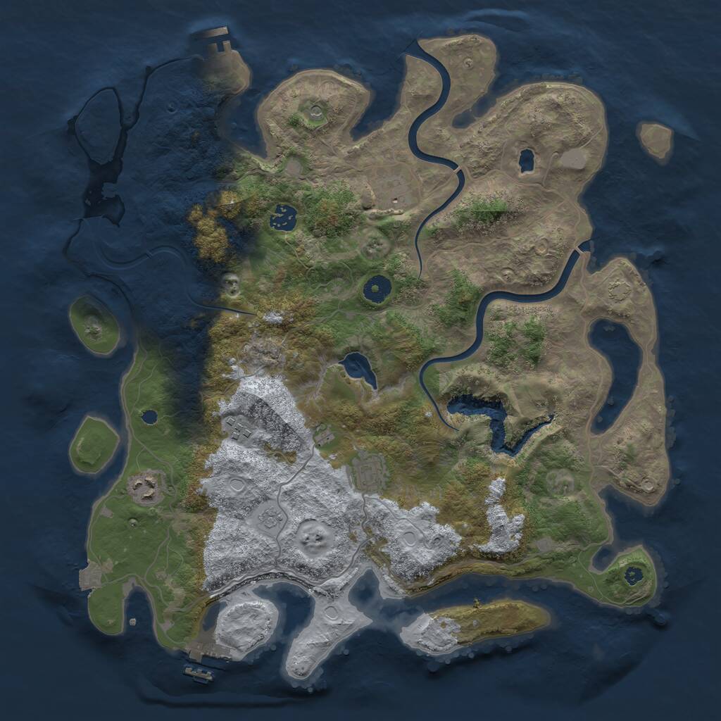 Rust Map: Procedural Map, Size: 4000, Seed: 2022672352, 11 Monuments