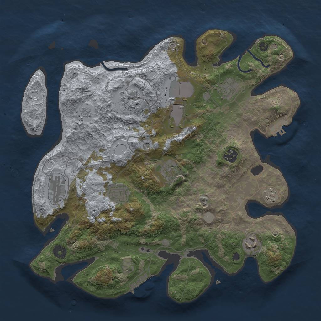 Rust Map: Procedural Map, Size: 3500, Seed: 42541994, 18 Monuments