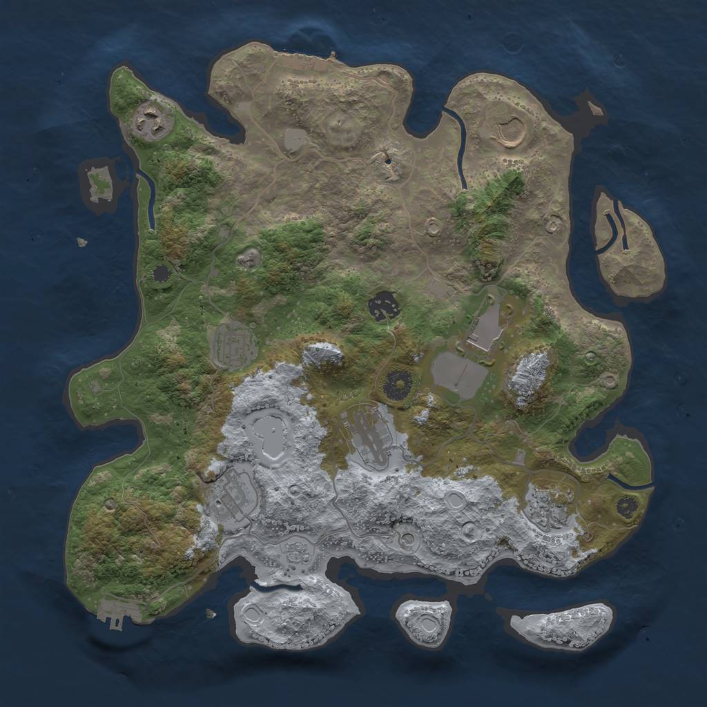 Rust Map: Procedural Map, Size: 3500, Seed: 71568963, 17 Monuments