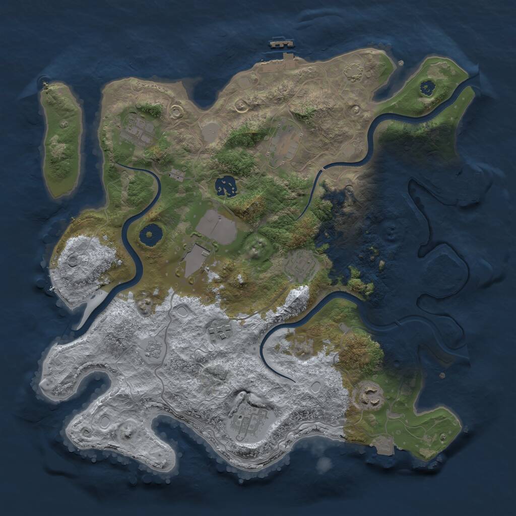Rust Map: Procedural Map, Size: 3500, Seed: 618903387, 14 Monuments