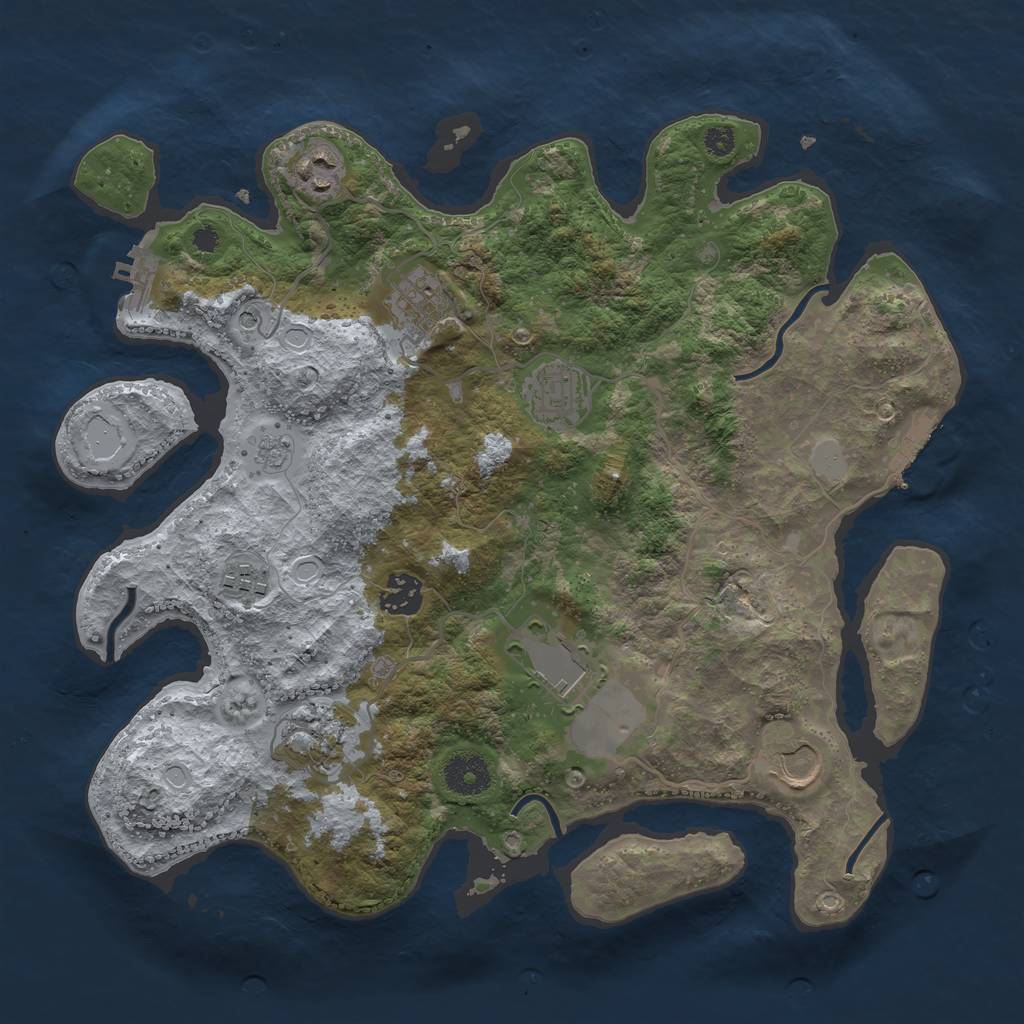 Rust Map: Procedural Map, Size: 3500, Seed: 28164582, 17 Monuments