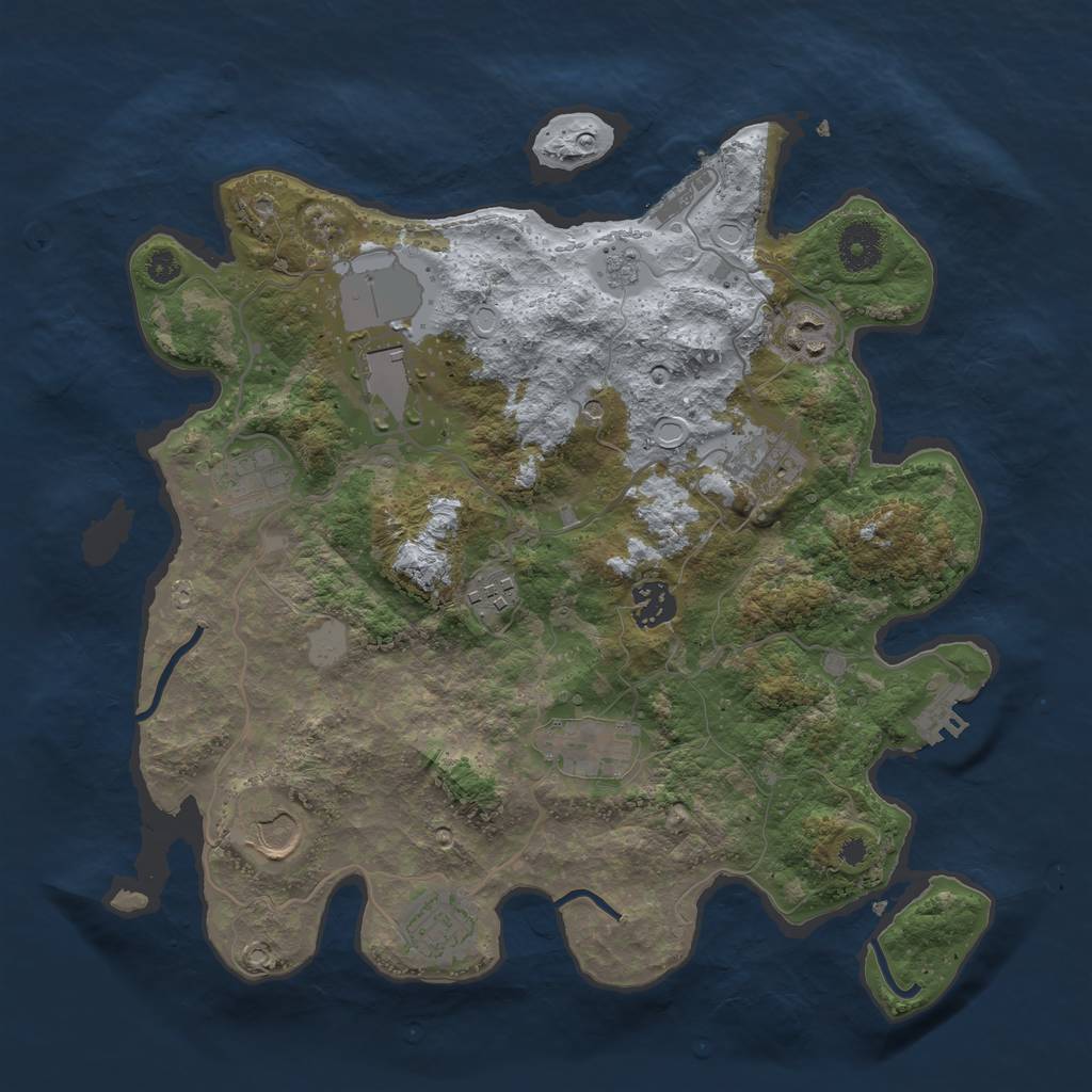 Rust Map: Procedural Map, Size: 3500, Seed: 244169315, 18 Monuments