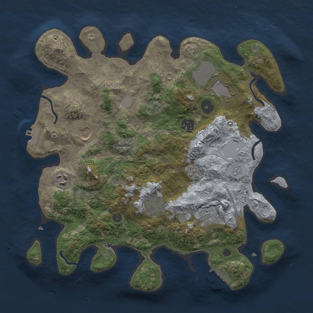 Rust Map: Procedural Map, Size: 3500, Seed: 2521, 16 Monuments