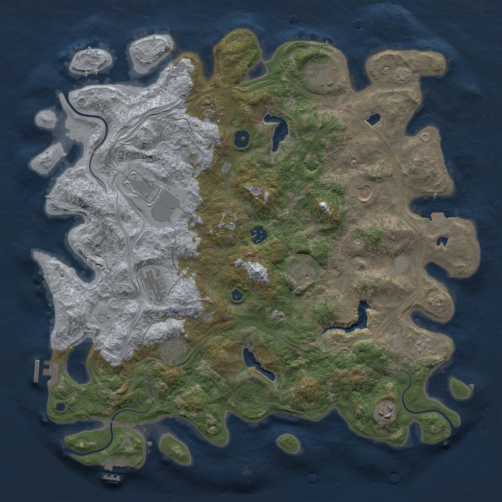 Rust Map: Procedural Map, Size: 4500, Seed: 311838983, 16 Monuments