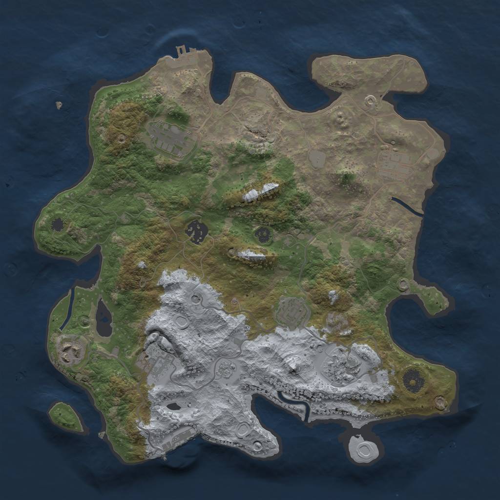 Rust Map: Procedural Map, Size: 3400, Seed: 1078033296, 16 Monuments