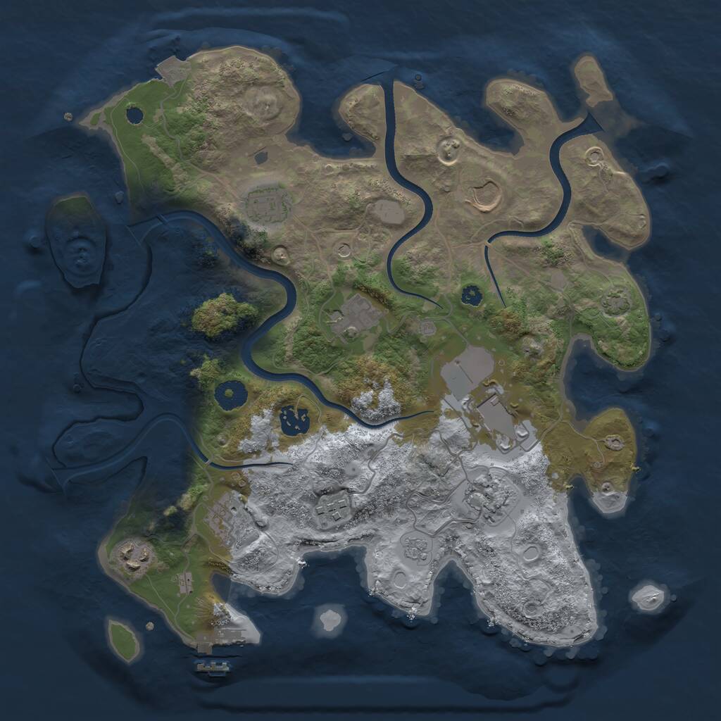 Rust Map: Procedural Map, Size: 3500, Seed: 47231143, 14 Monuments