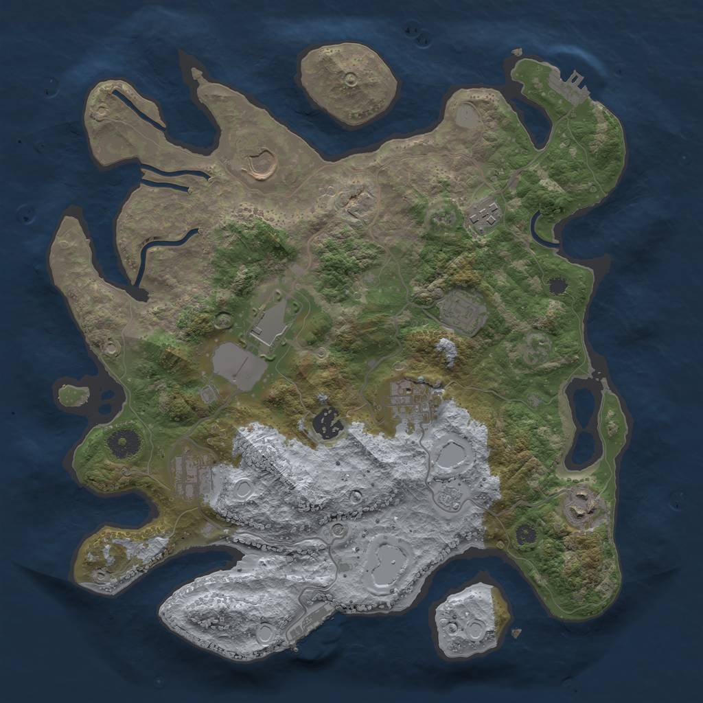 Rust Map: Procedural Map, Size: 3500, Seed: 6128702, 15 Monuments