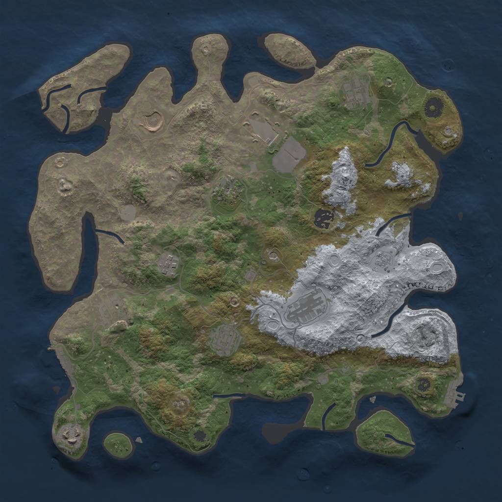 Rust Map: Procedural Map, Size: 3800, Seed: 840, 19 Monuments